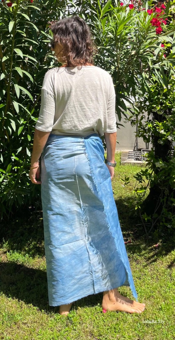 Sarca — gonna lunga in denim shibori, archivio natuRa.Ely