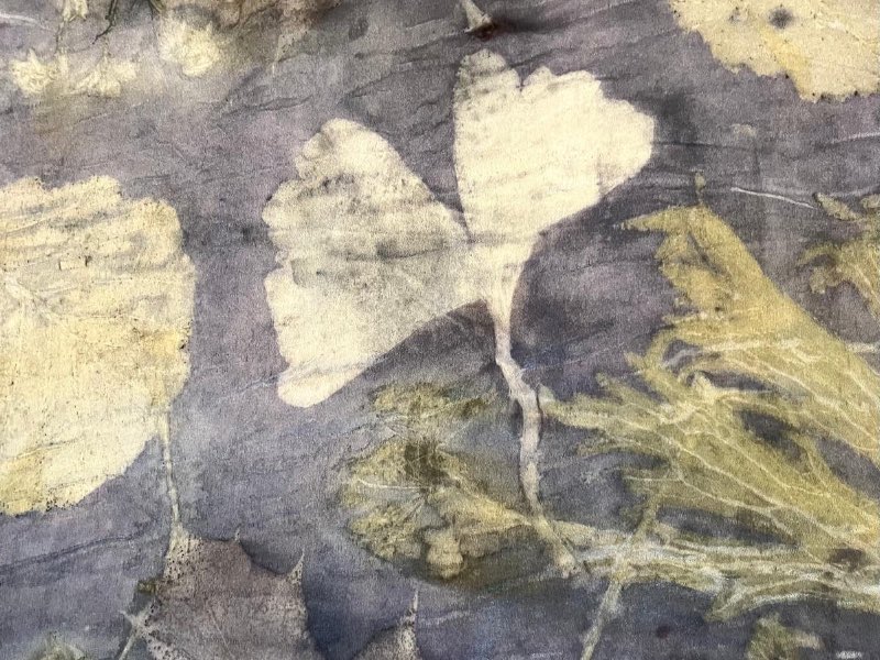 Seta etica peace silk stampata a ecoprint con foglie — natuRa.Ely